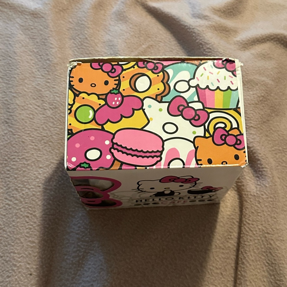 New official Hello Kitty Cafe Mug with Pink Handle and Gray Design - Picture 12 of 16